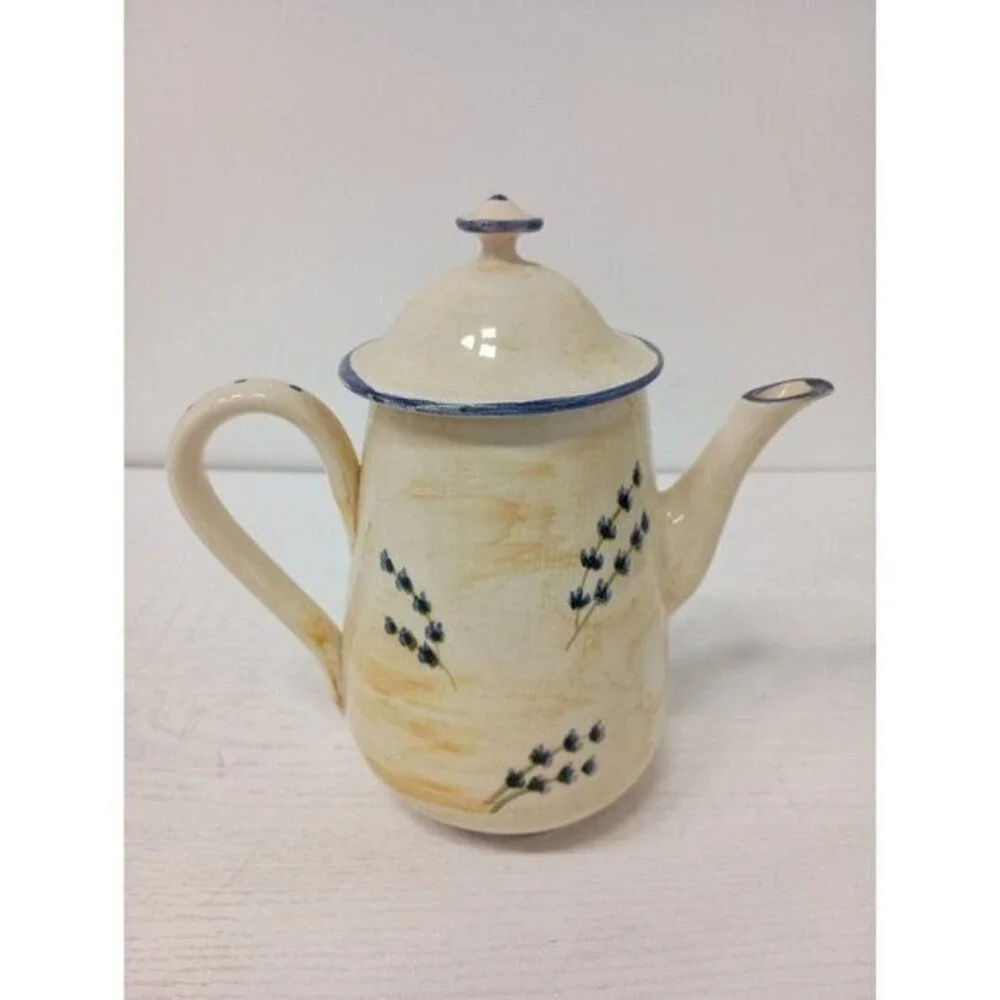VTG F. Main Pottery Ceramic Teapot‎ Pitcher Cottagecore Country Farmhouse Decor